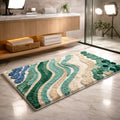 Modern Wavy Microfiber Bath Mat — Absorbent Texture, Secure Non-Slip Backing