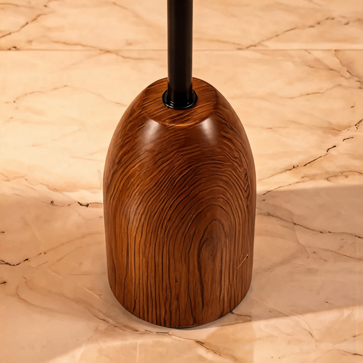 Lampada da terra moderna - altezza regolabile, paralume in rafia naturale, base in noce, luce d'ambiente dimmerabile