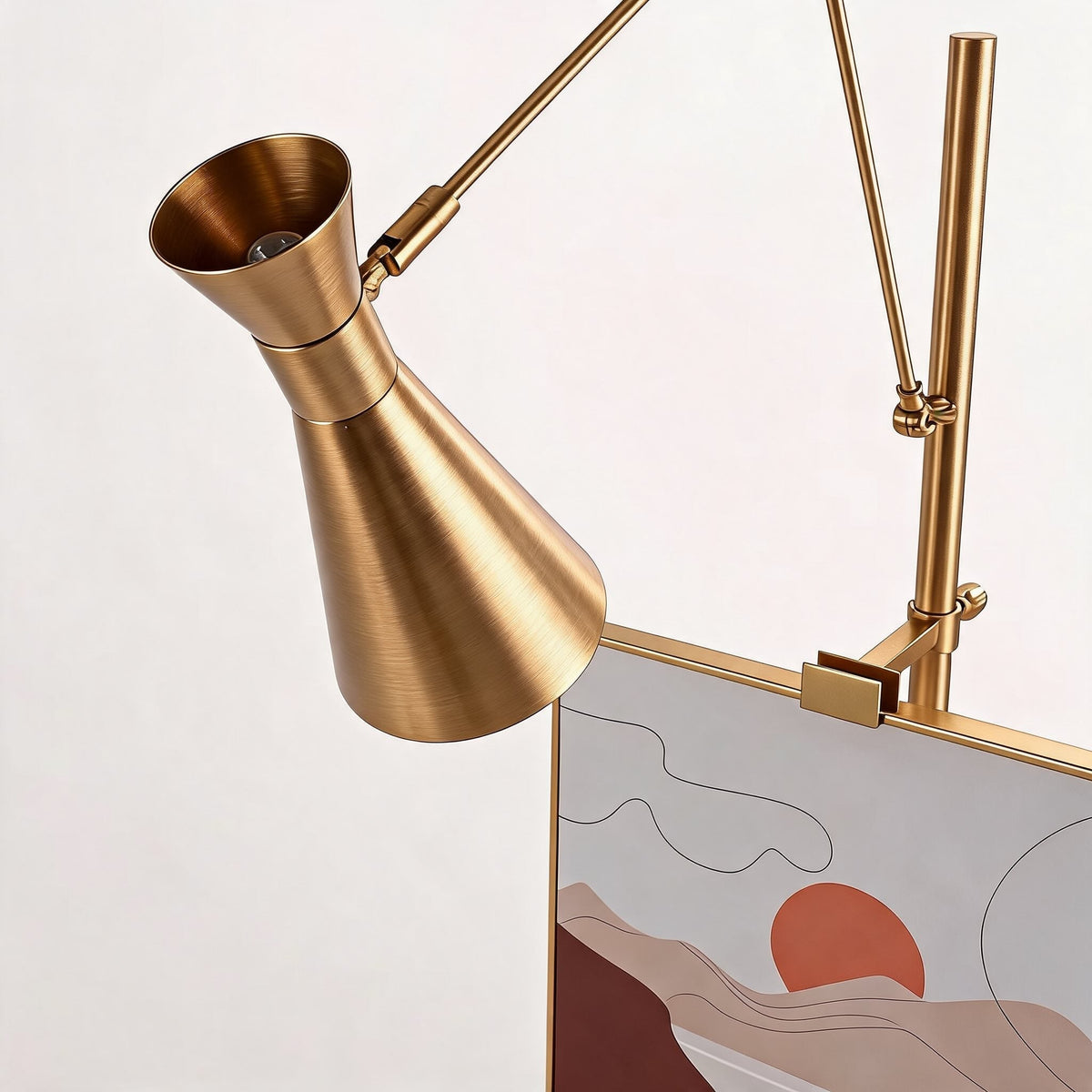 Modern Floor Lamp — Adjustable Height, Gold Metal Finish, White Marble Base