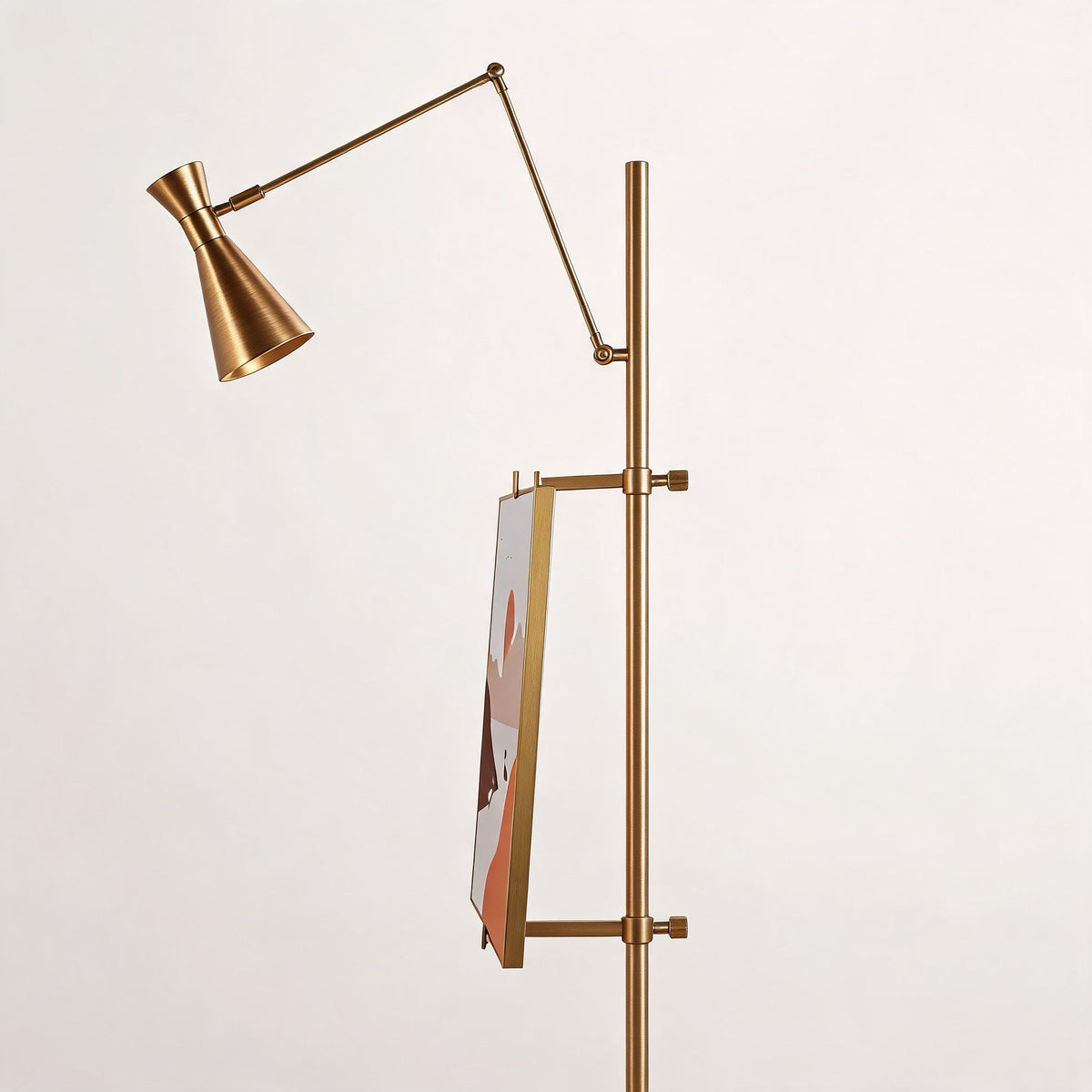 Modern Floor Lamp — Adjustable Height, Gold Metal Finish, White Marble Base