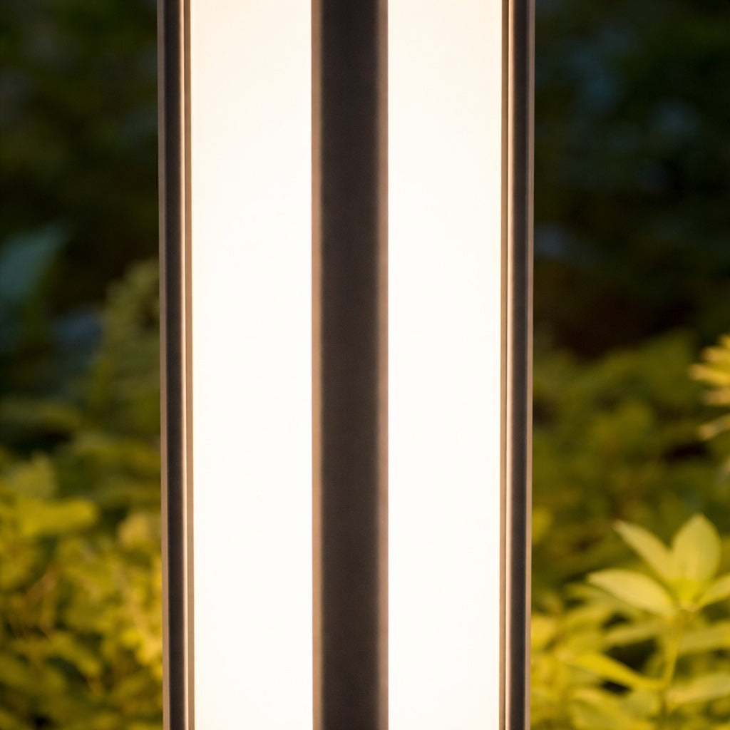 Moderne Aluminium-Pollerleuchte – Zylindrische Bodenmontage, Outdoor-LED, wasserdicht, 3000K warmweiß