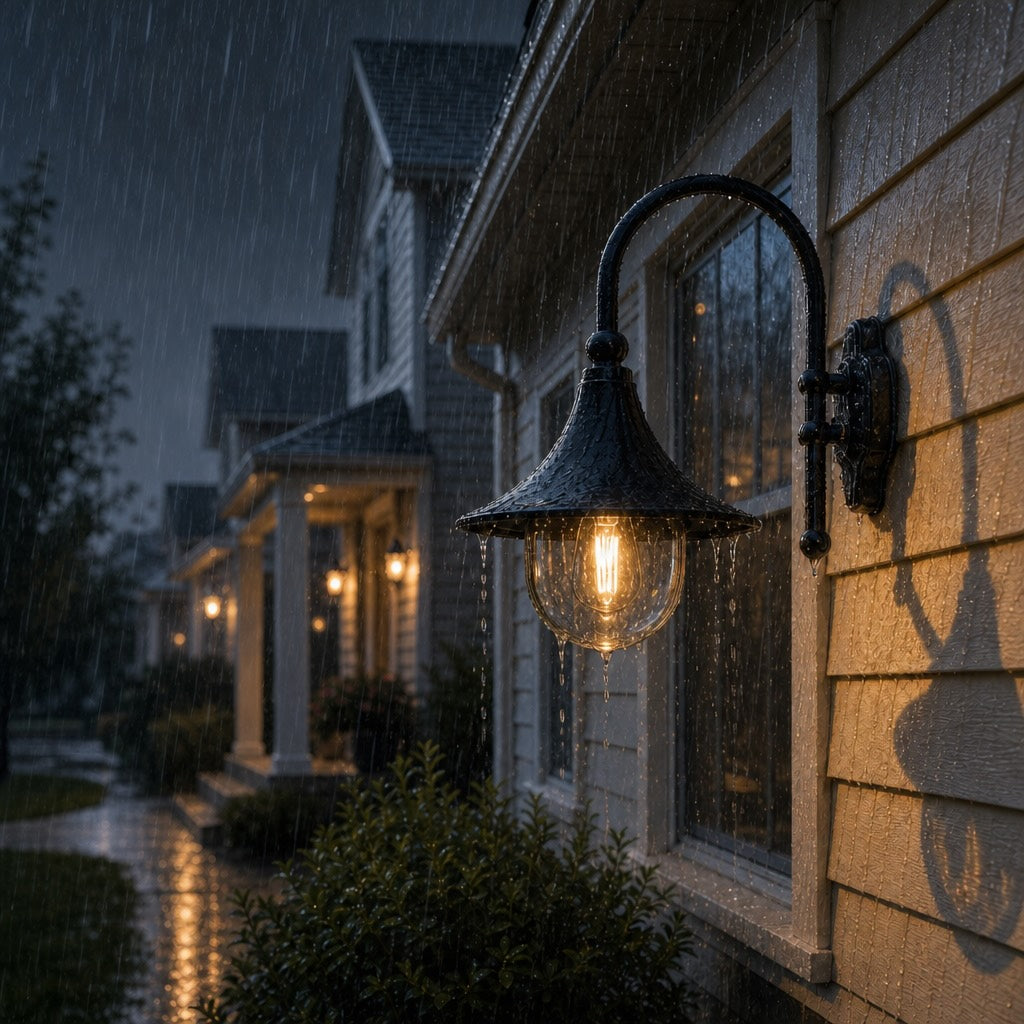 Lampă de perete vintage pentru exterior — Aluminiu impermeabil, formă de corn, LED alb cald 3000K