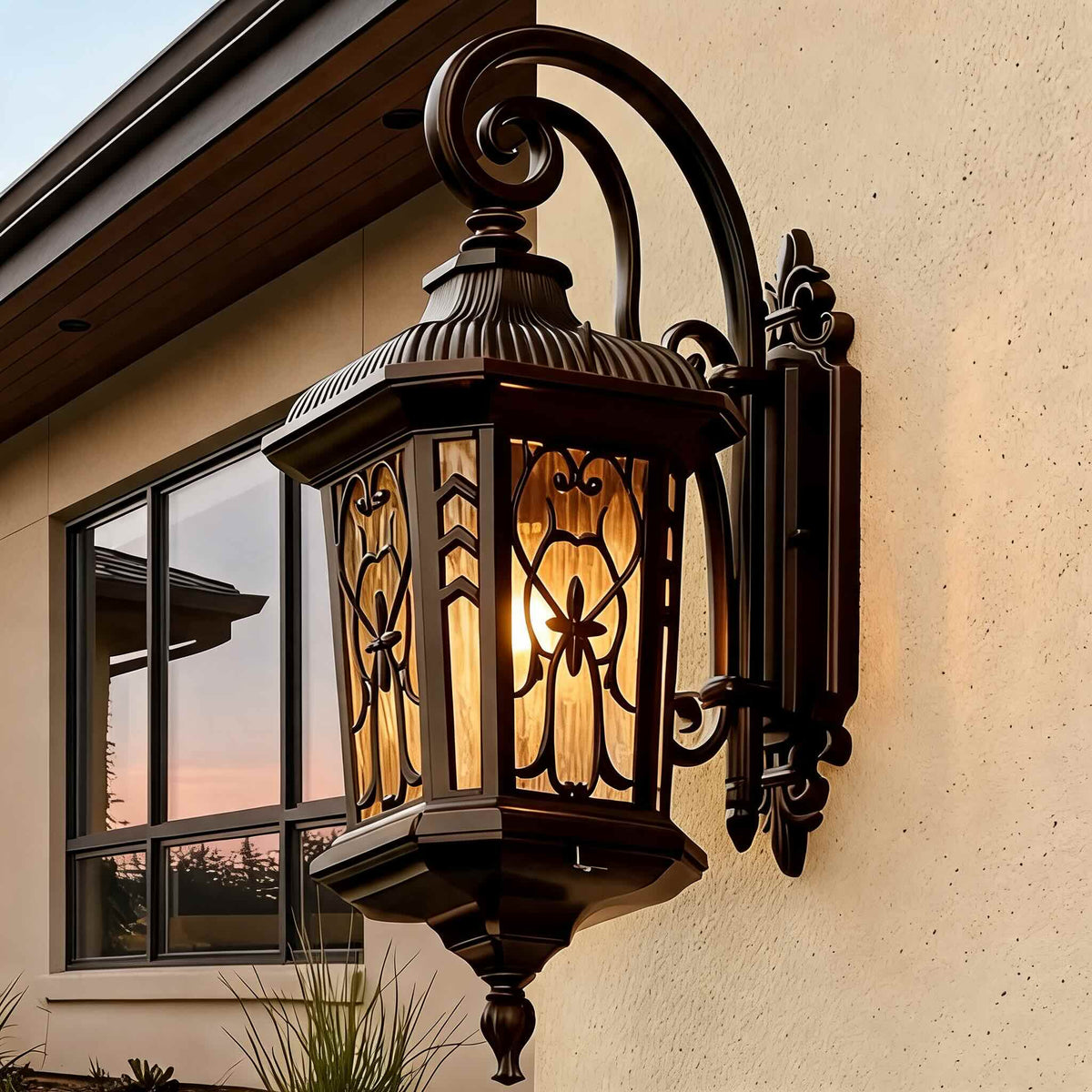 Vintage LED-vägglampa — vattentät utomhusarmatur i pressgjuten aluminium och glas