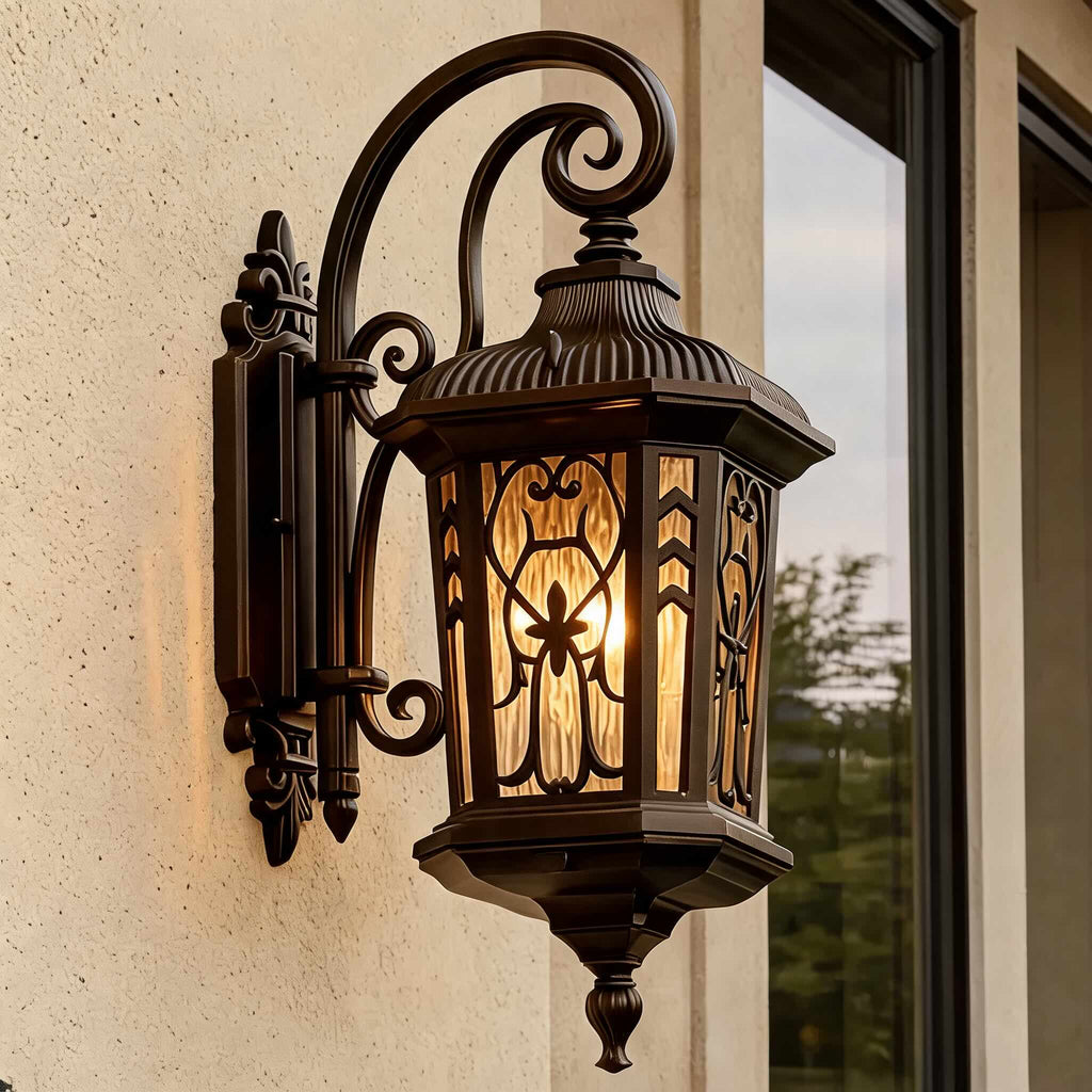 Vintage LED-vägglampa — vattentät utomhusarmatur i pressgjuten aluminium och glas