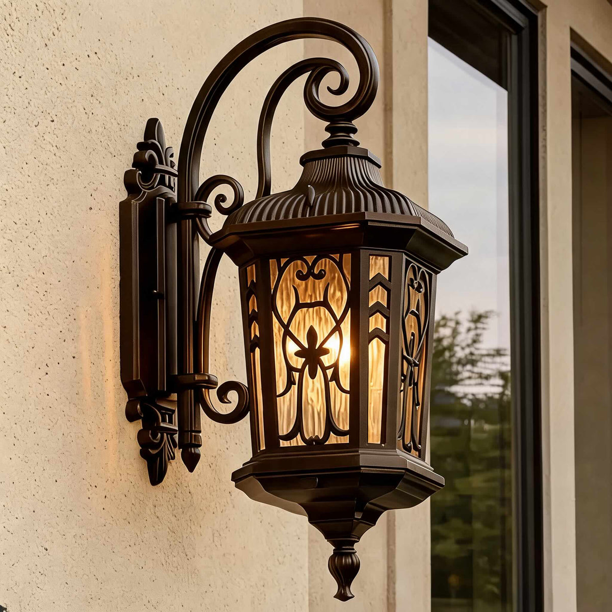 Vintage LED-vägglampa — vattentät utomhusarmatur i pressgjuten aluminium och glas