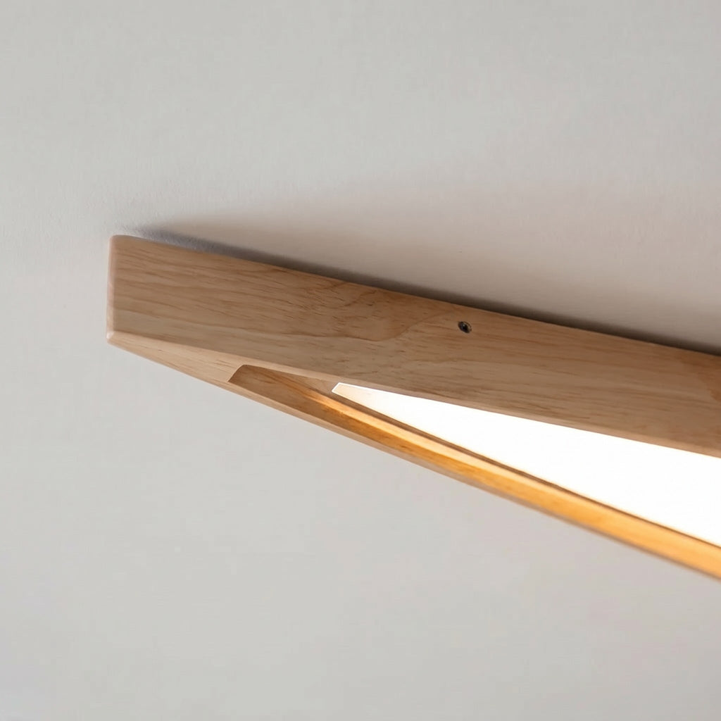 Modern Minimalist LED Ceiling Light — Long Strip, Diamond Shape, Wood Trim, Adjustable Color Temperature