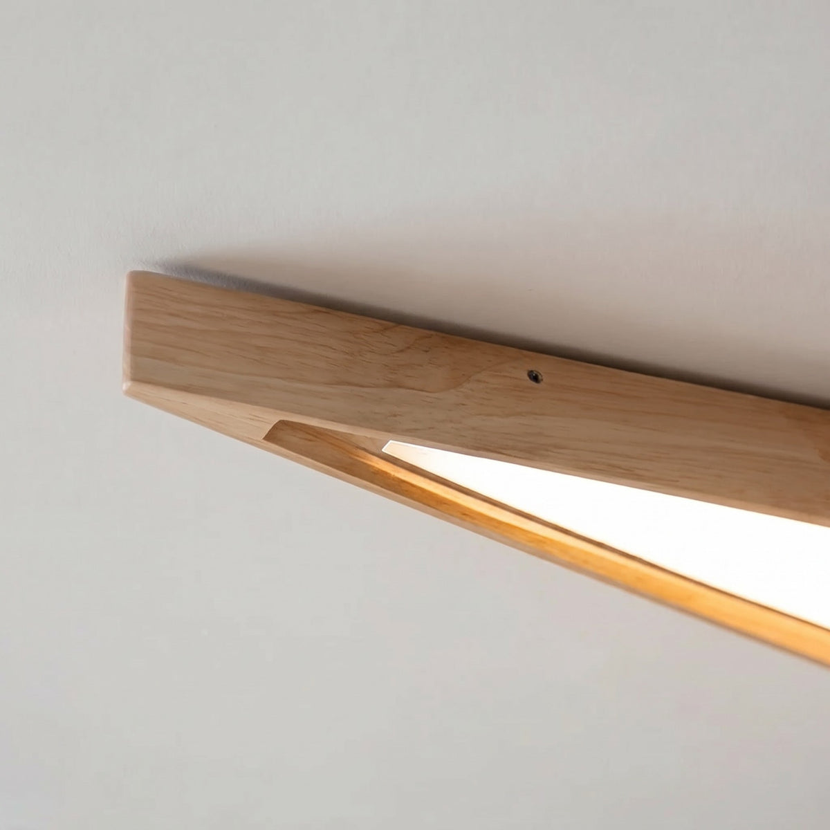 Modern Minimalist LED Ceiling Light — Long Strip, Diamond Shape, Wood Trim, Adjustable Color Temperature