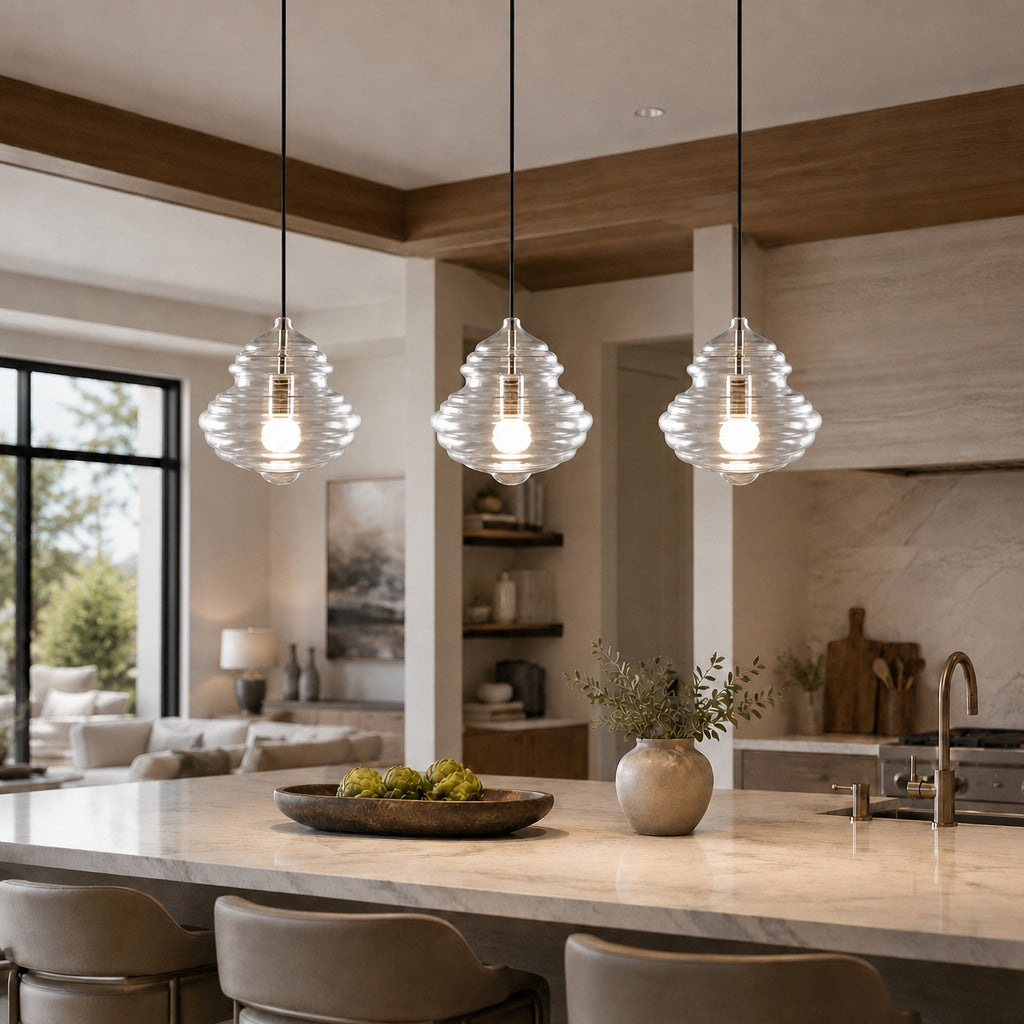 Modern Glass LED Pendant Light — Adjustable Hanging Ceiling Fixture