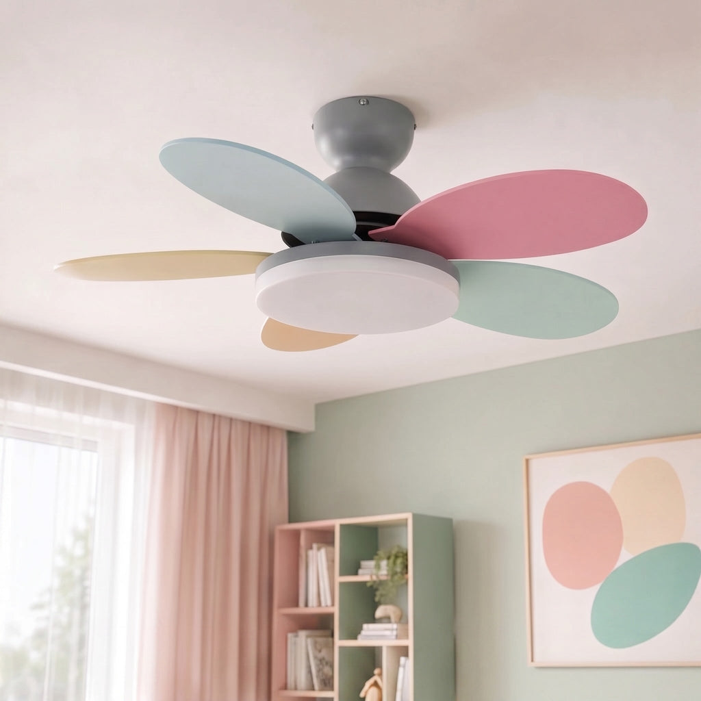 35.4-Zoll-moderner weißer Deckenventilator für die flache Montage – integrierte LED-Leuchte, flüsterleiser Gleichstrommotor