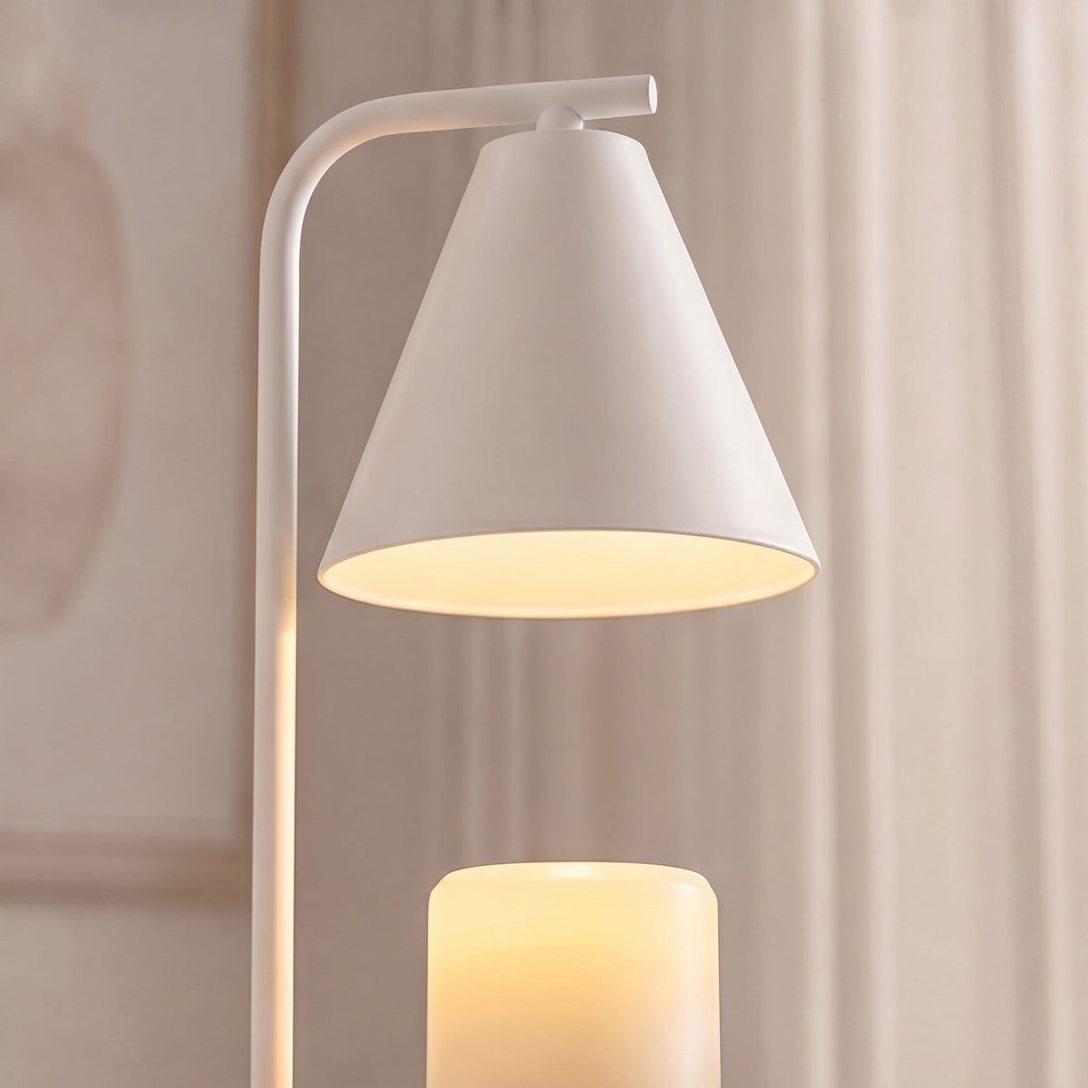 Moderní stolní svítidlo s ohřívačem svíček - mechanismus s nastavitelnou výškou, elegantní skleněný design
