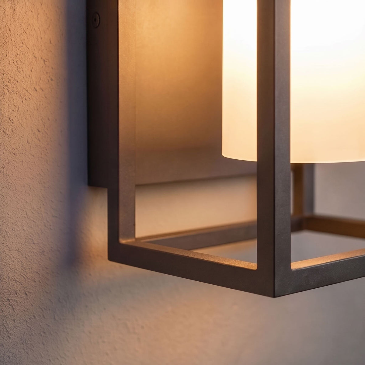 Modern Rustic Outdoor Wall Lantern — Die-Cast Aluminum, Rectangular LED, Waterproof, 3000K