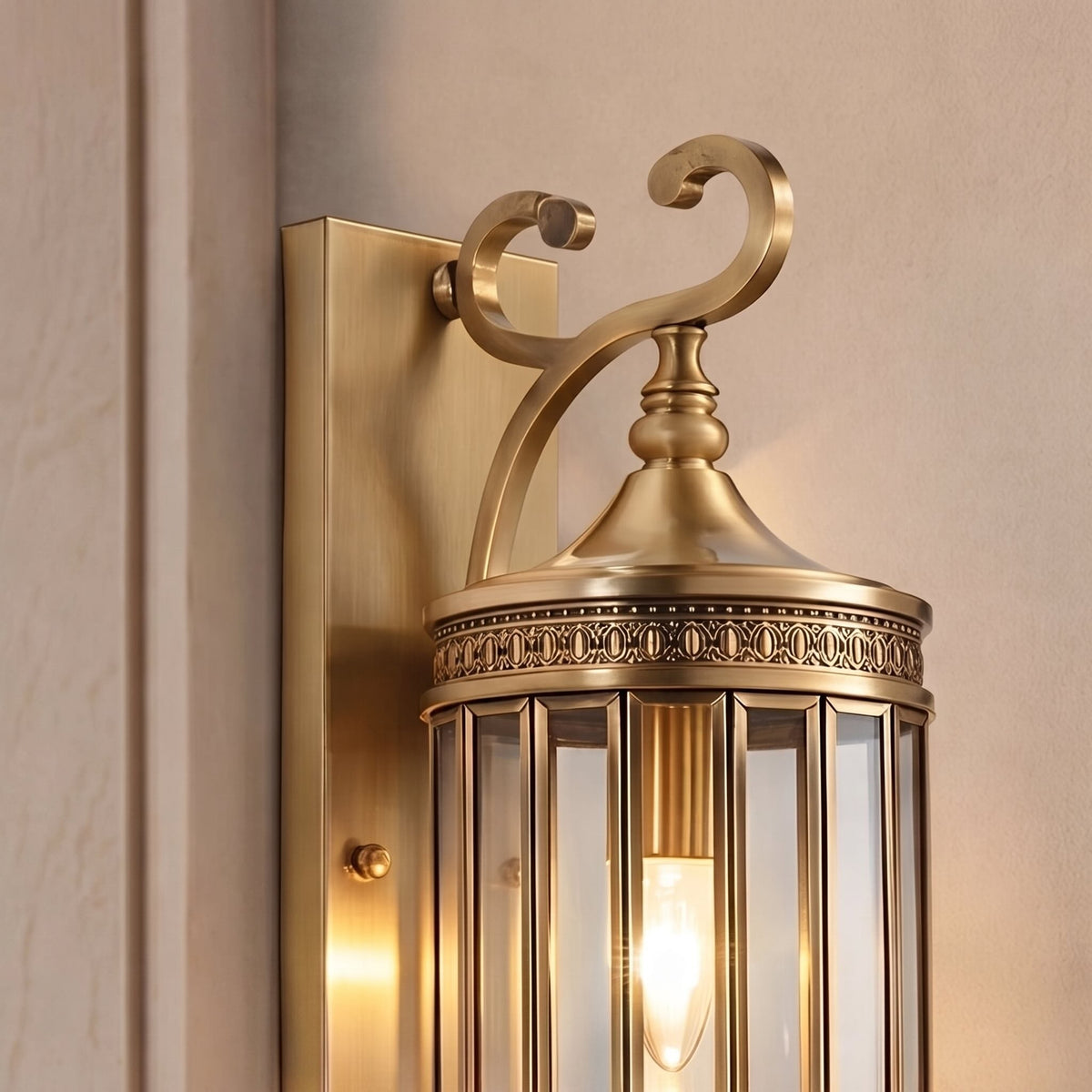 Applique LED vintage da esterno — Struttura in rame e vetro, impermeabile IP65