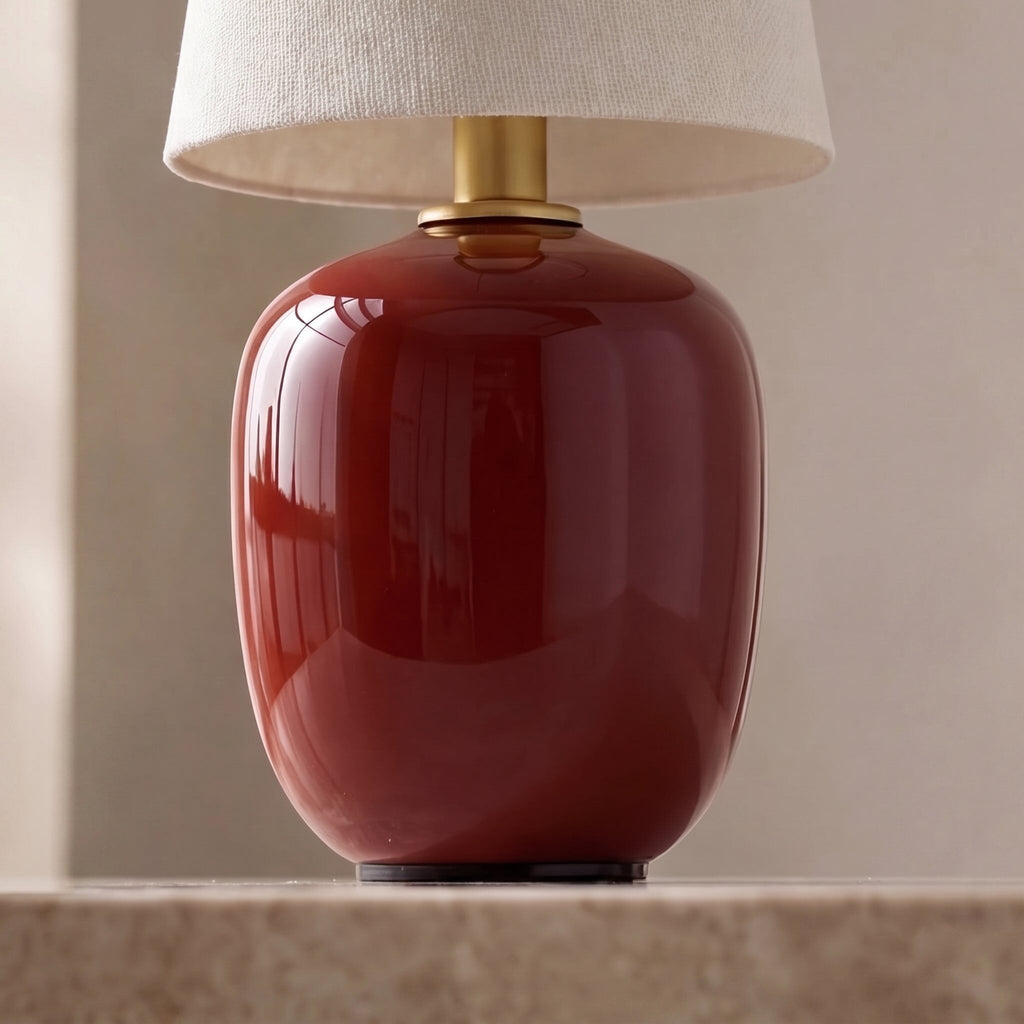 Lampe de table moderne en céramique – LED sans fil réglable, finition crème chaude et taupe sable