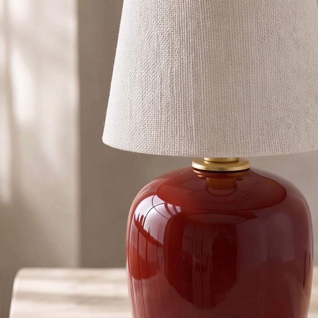 Lampe de table moderne en céramique – LED sans fil réglable, finition crème chaude et taupe sable