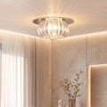 Modern Geometric Flush Mount LED Ceiling Light — Metal Frame, Clear Crystal Details