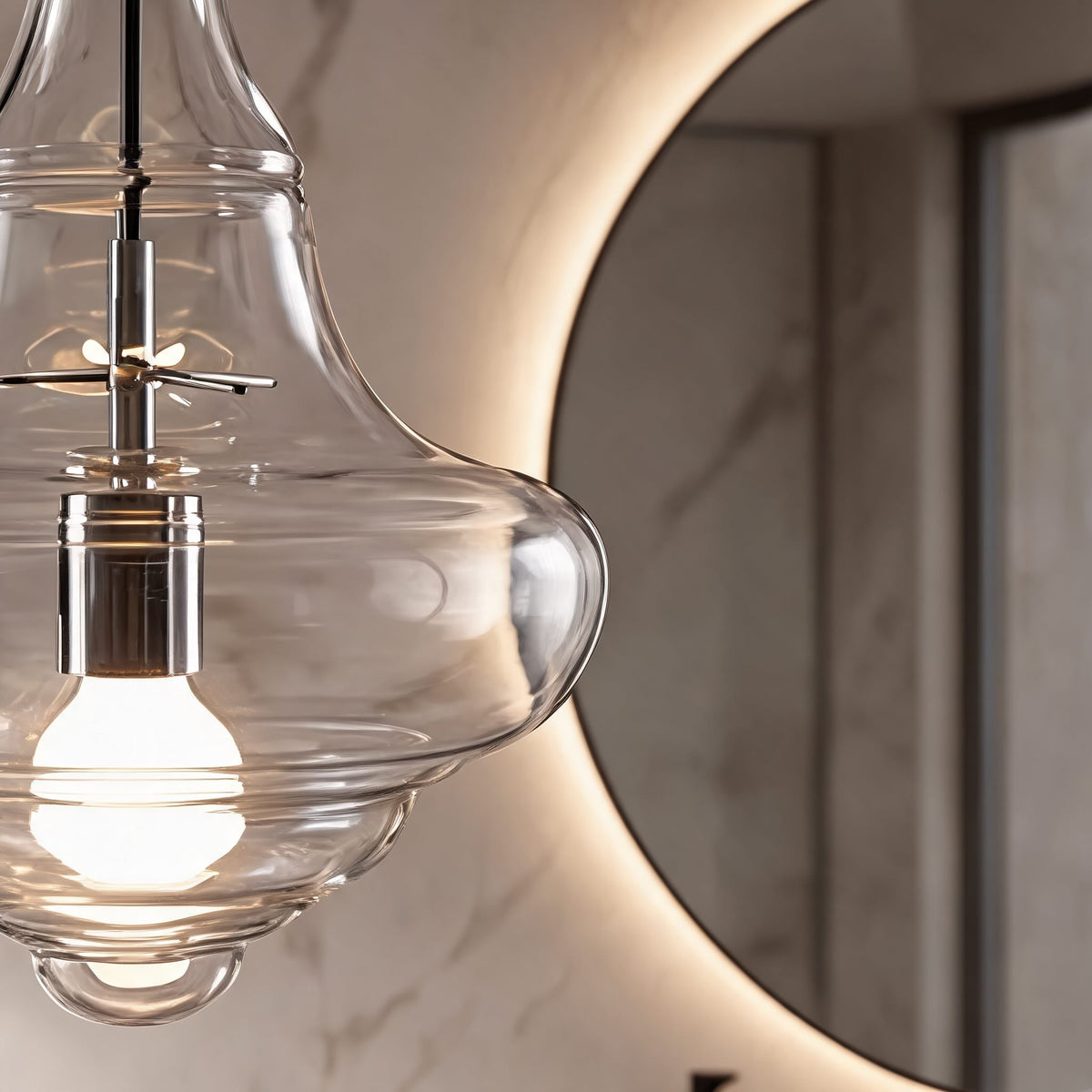 Adjustable LED Glass Pendant Light — Modern Ceiling Hanging Fixture