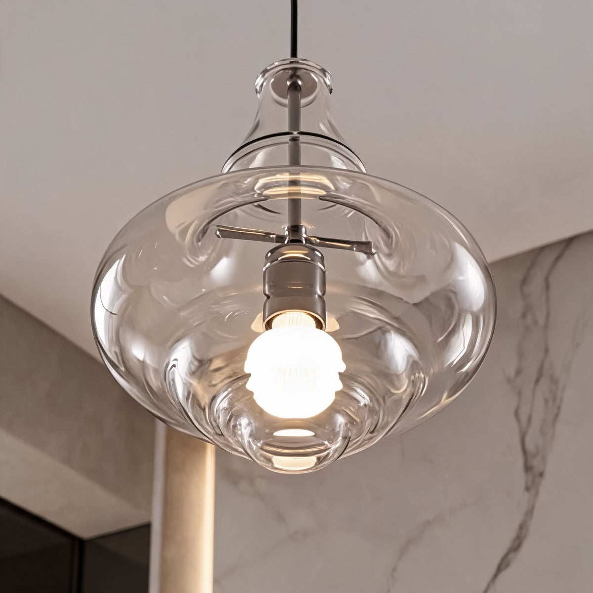 Adjustable LED Glass Pendant Light — Modern Ceiling Hanging Fixture