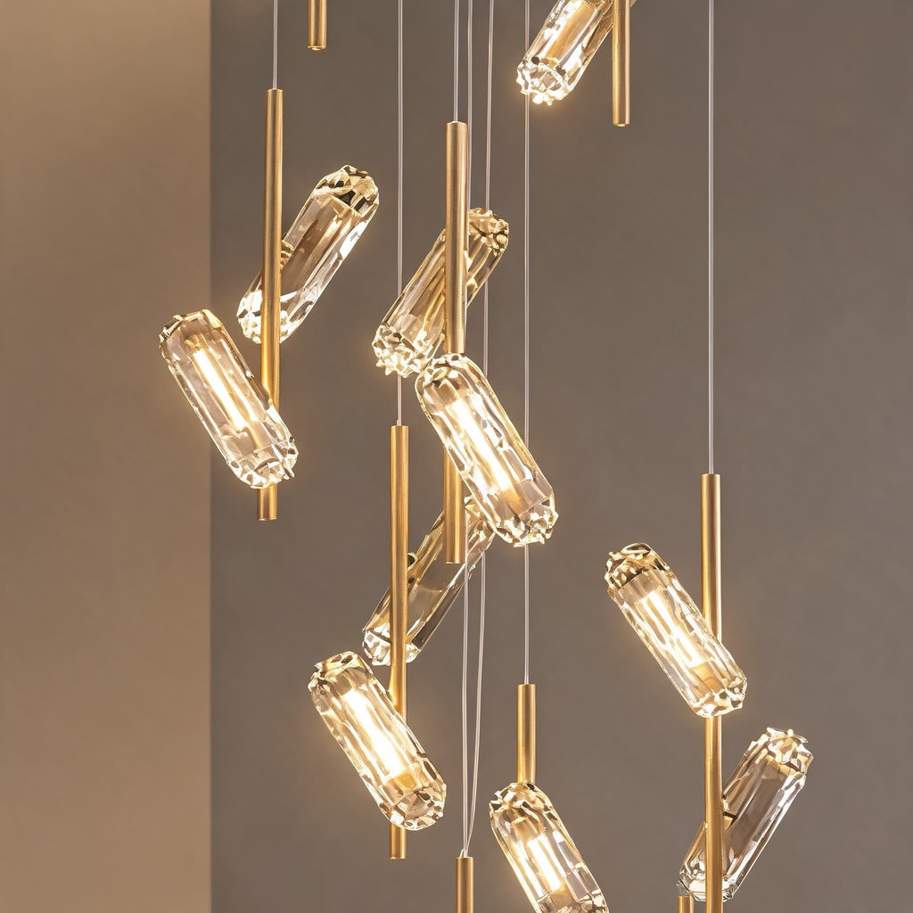 Moderne LED-pendellysekrone med 20 lamper — justerbar aluminiumsramme, akrylskærm