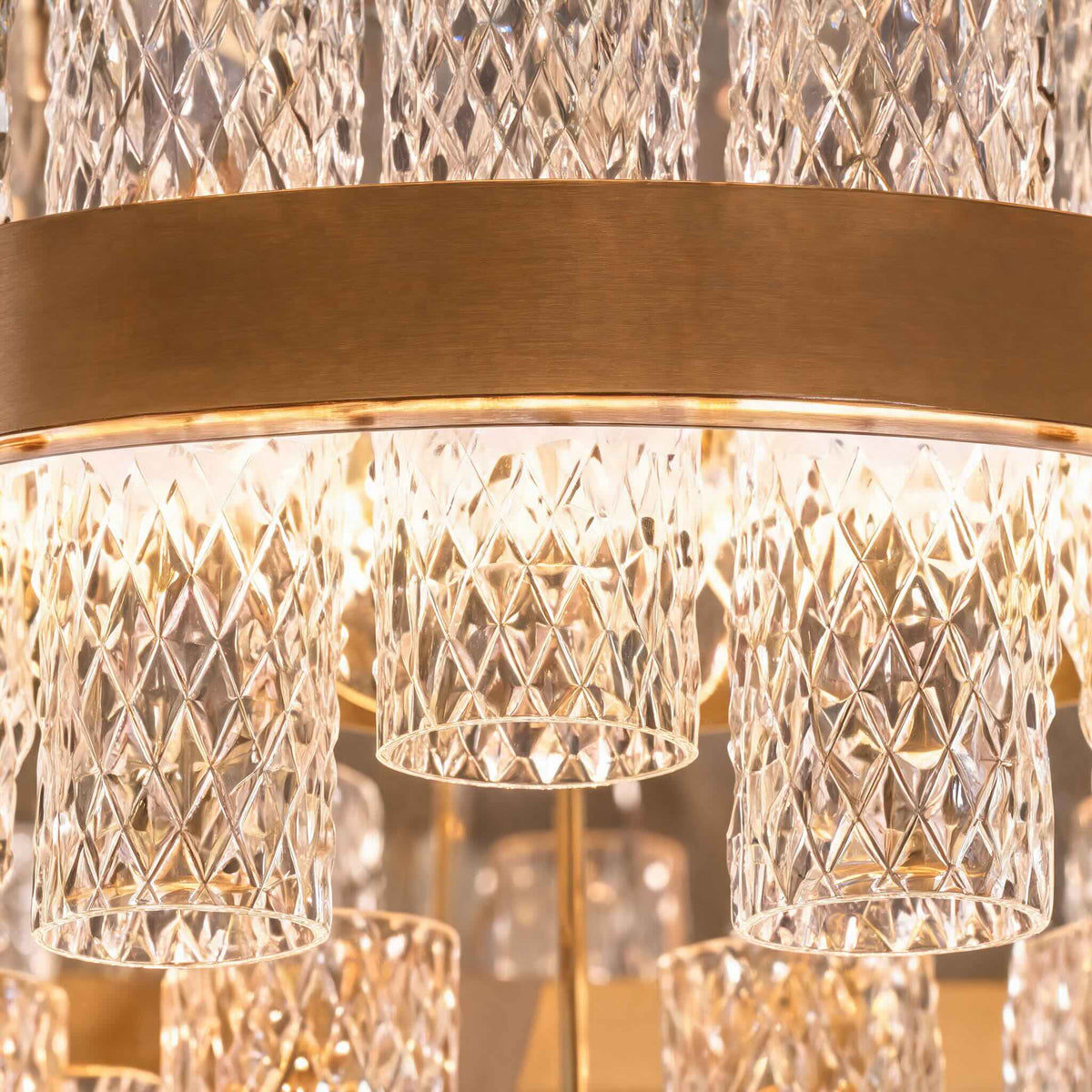 Modern LED Chandelier — Crackled Glass Shade, Stainless Steel Frame, Adjustable Suspension