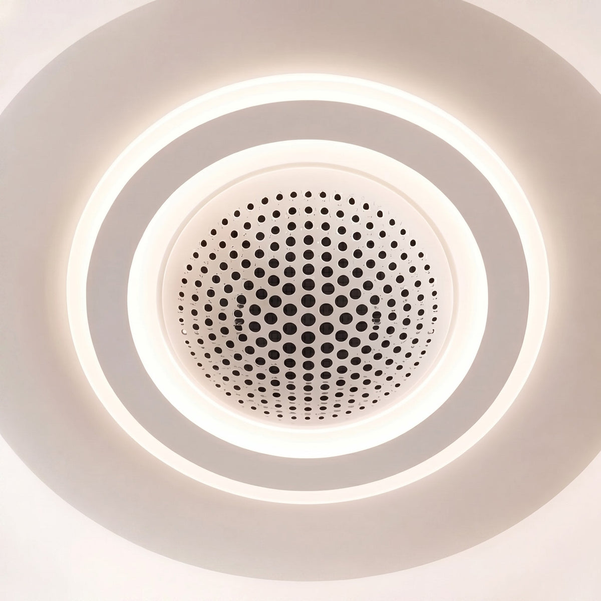 20 Inch Modern Bladeless Ceiling Fan — Flush Mount, Iron, Dimmable LED Light, Adjustable Speed