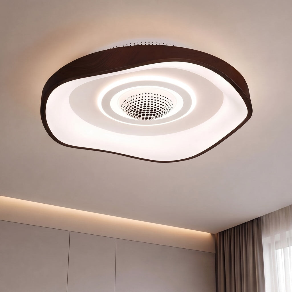 20 Inch Modern Bladeless Ceiling Fan — Flush Mount, Iron, Dimmable LED Light, Adjustable Speed