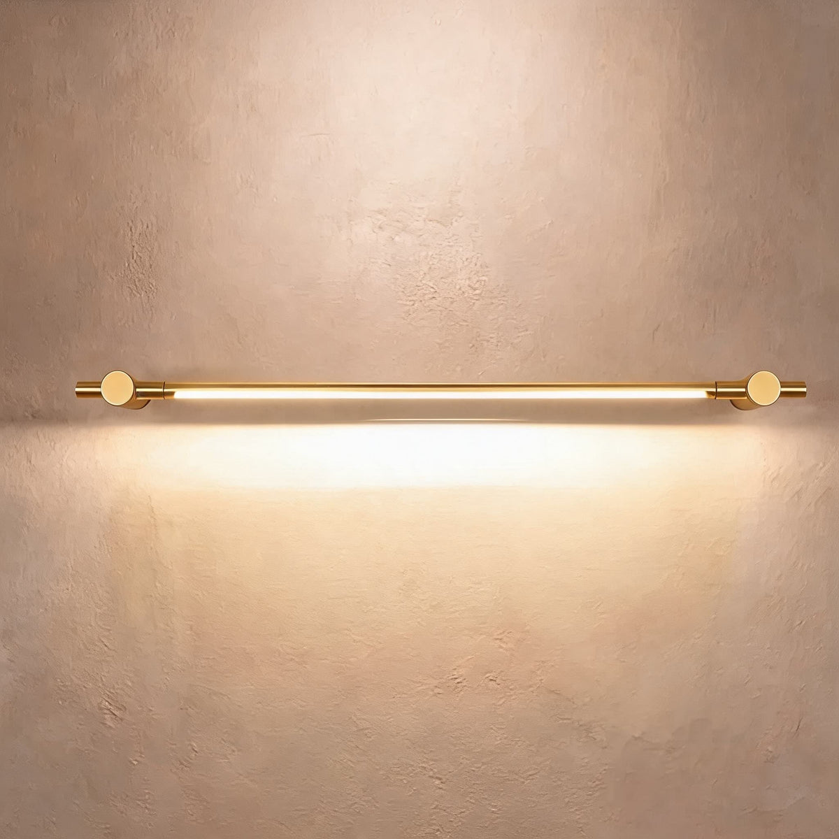 Horizontal Brass Wall Sconce — Modern LED Vanity Light, Translucent Acrylic Shade, 35.4 Inches