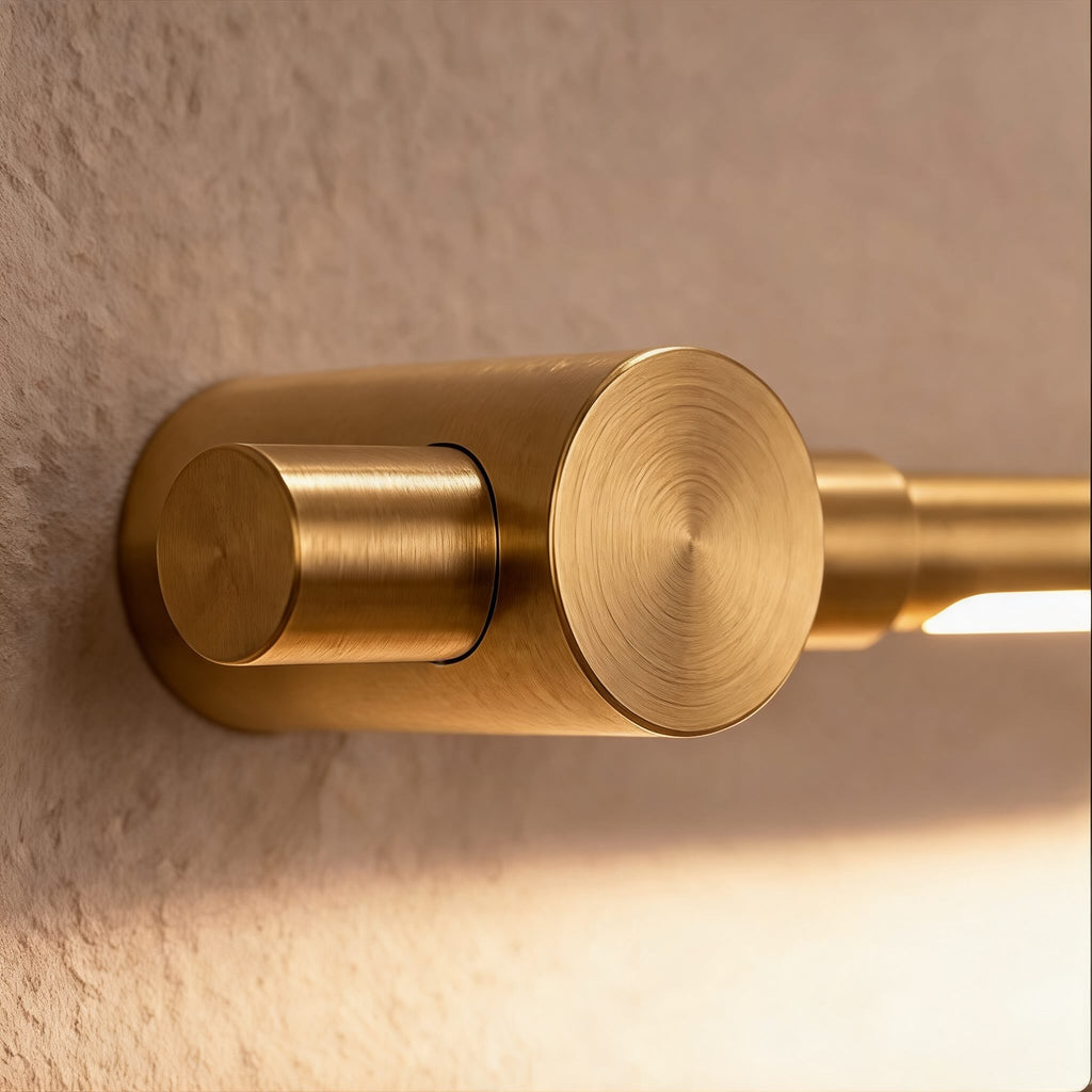 Horizontal Brass Wall Sconce — Modern LED Vanity Light, Translucent Acrylic Shade, 35.4 Inches
