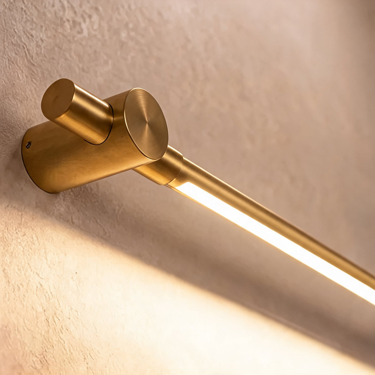 Horizontal Brass Wall Sconce — Modern LED Vanity Light, Translucent Acrylic Shade, 35.4 Inches