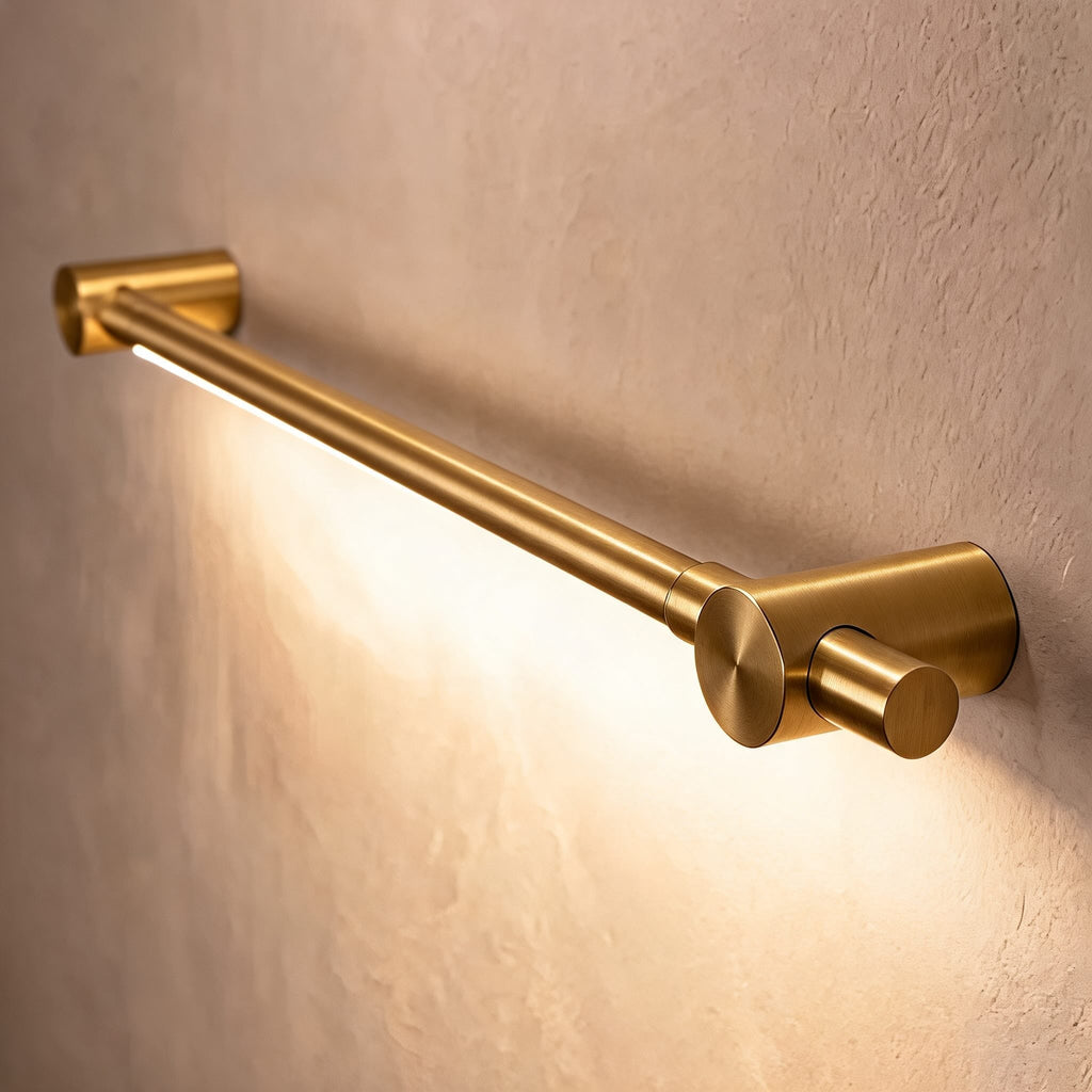 Horizontal Brass Wall Sconce — Modern LED Vanity Light, Translucent Acrylic Shade, 35.4 Inches