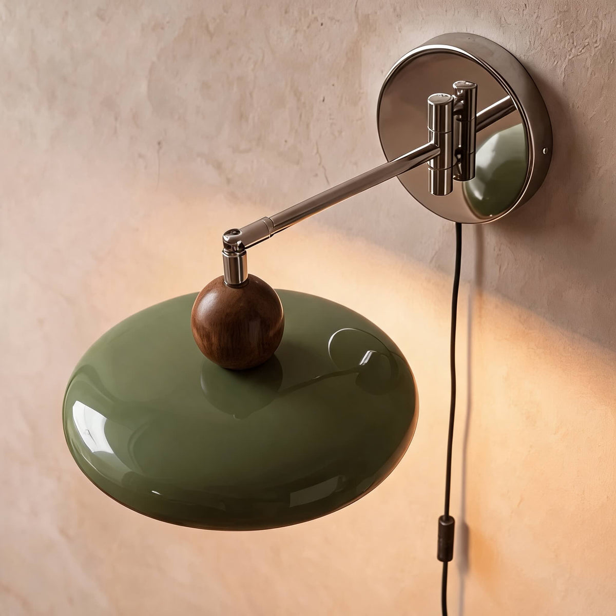 Modern Wall Sconce Lighting — Plug-In Mount, Adjustable Arm, Metal Shade