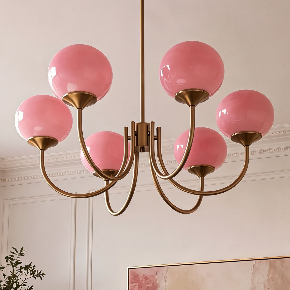 Lámpara colgante moderna de araña con brazo ajustable — luminaria con pantalla de cristal