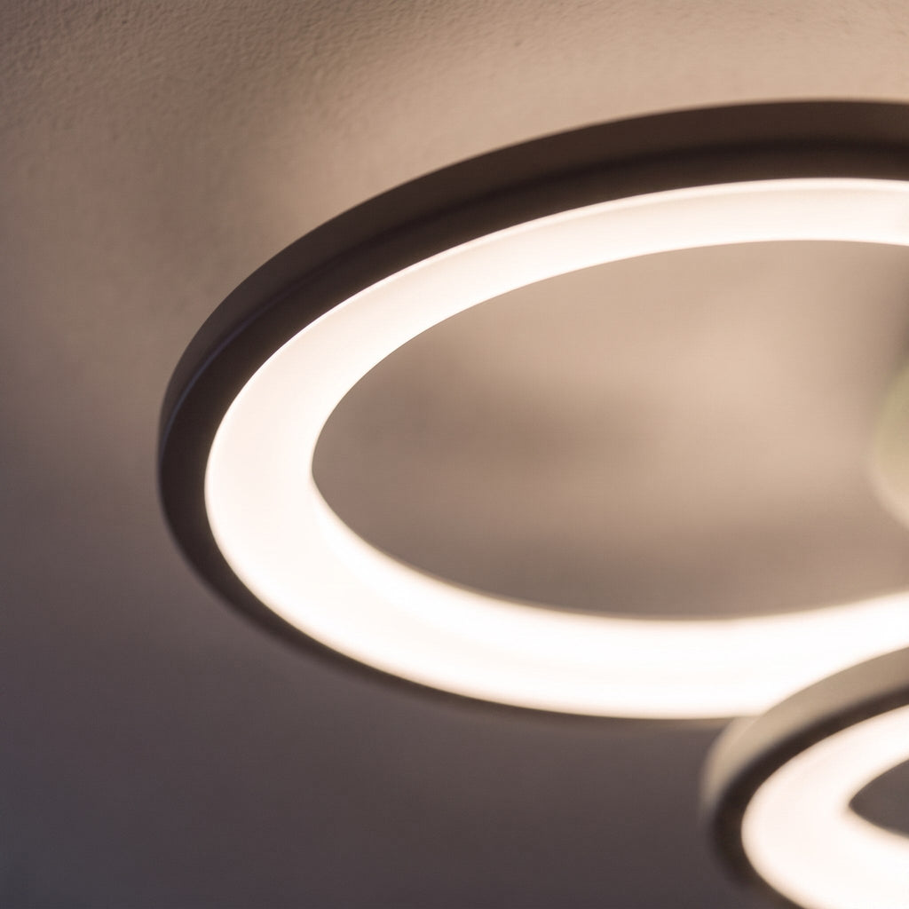 Modern Multi-Ring Flush Mount Ceiling Light — Metal & Acrylic LED Fixture, Dimmable & Adjustable
