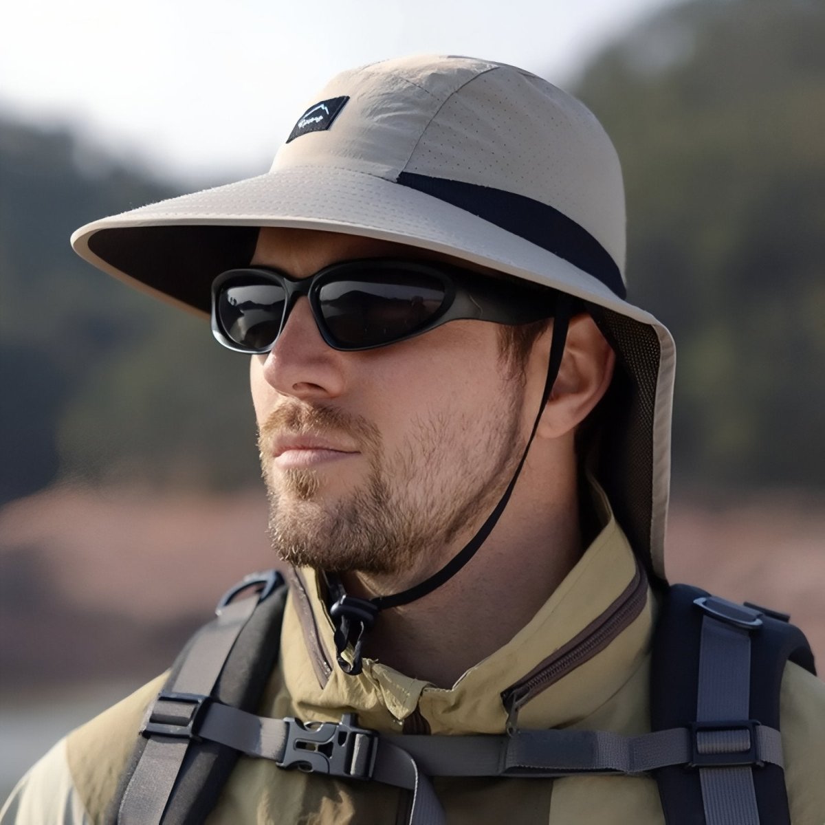 Cappello da trekking leggero e traspirante — Tesa larga e protezione integrata per il collo