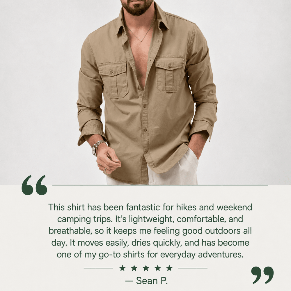 Camicia da trekking da uomo convertibile, ultraleggera e ventilata — Maniche trasformabili con cerniera