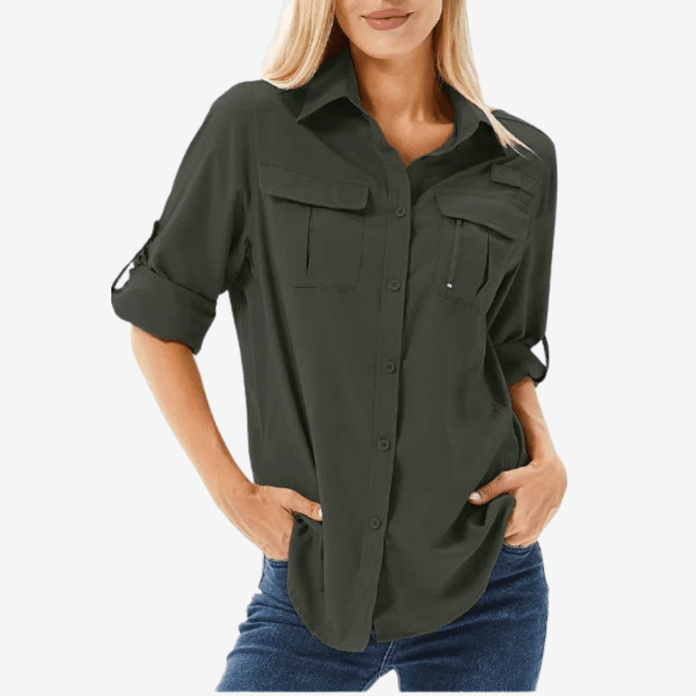 Camicia da escursionismo da donna a maniche lunghe — capo leggero e traspirante
