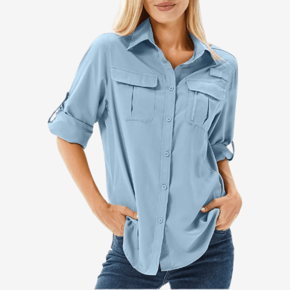 Camicia da escursionismo da donna a maniche lunghe — capo leggero e traspirante