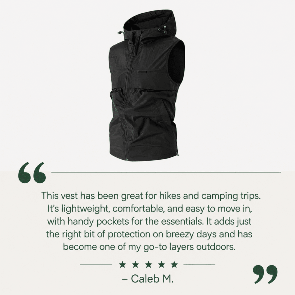 Gilet da trekking con cappuccio e senza maniche ultraleggero
