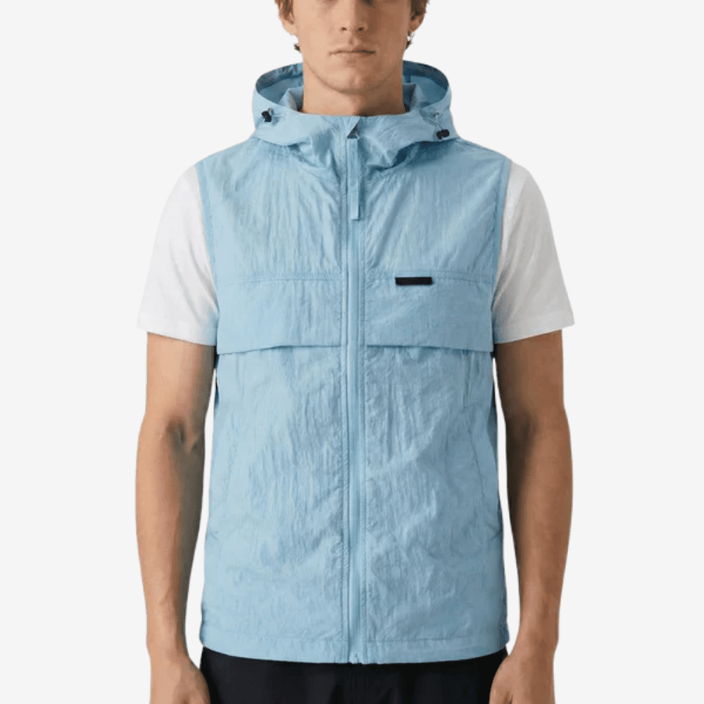Gilet da trekking con cappuccio e senza maniche ultraleggero