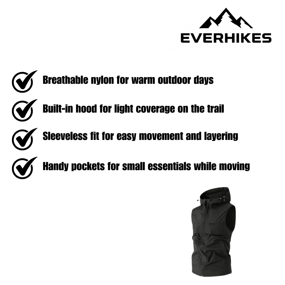 Gilet da trekking con cappuccio e senza maniche ultraleggero