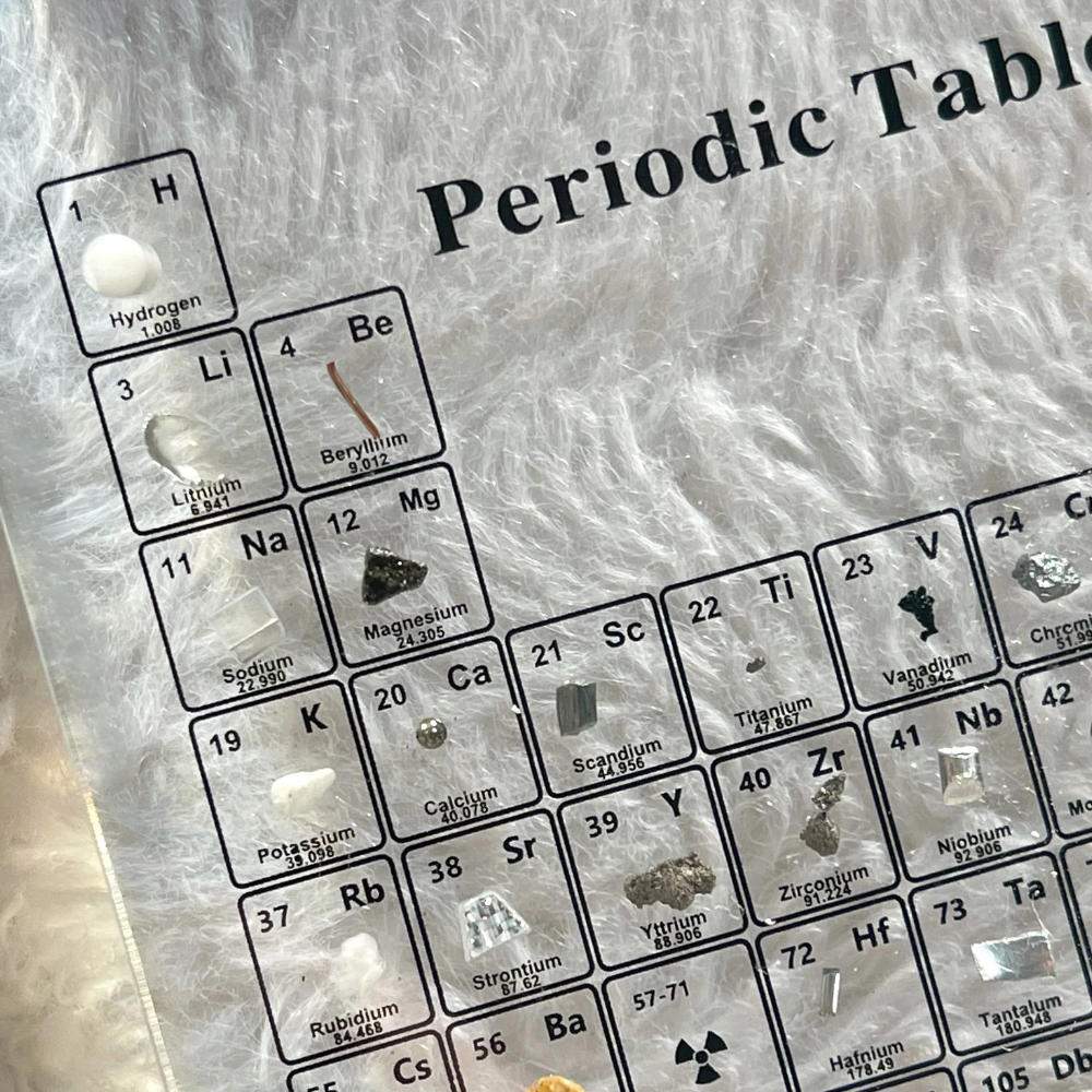 Verlichte periodieke tabel - overzicht met echte elementen