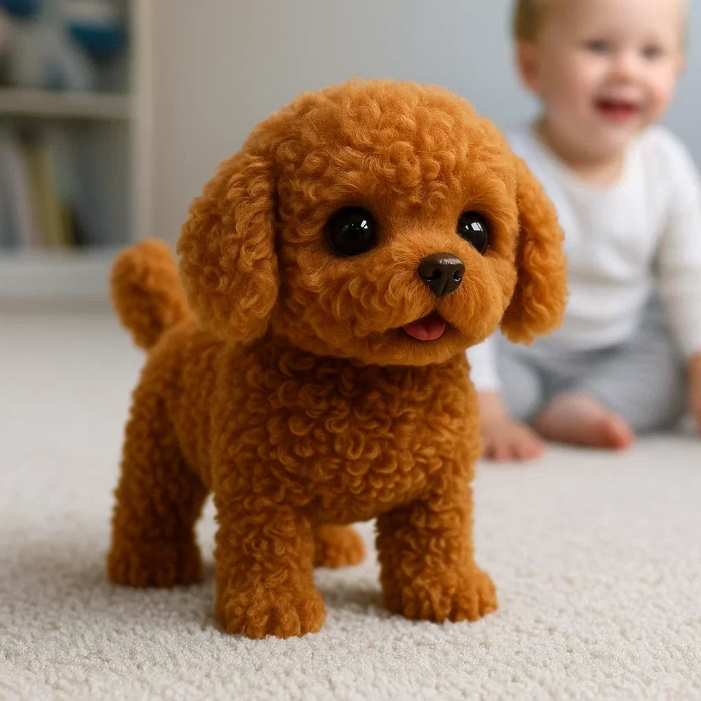 Realistic Interactive AI Robot Puppy — Plush Design, Walking and Barking Actions