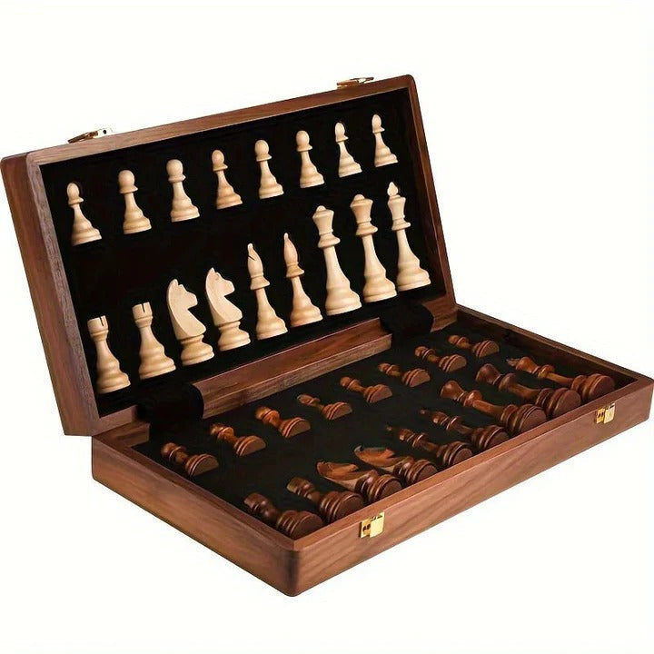 Premium Wooden Chess Set — Magnetic Clasp, Foldable Board