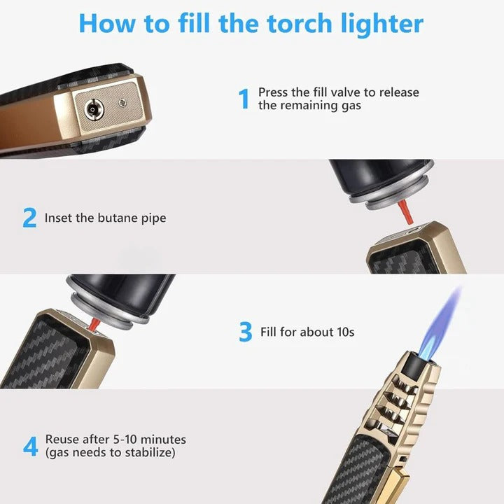 Justerbar lighter med blå flamme — Kompakt og bærbart design