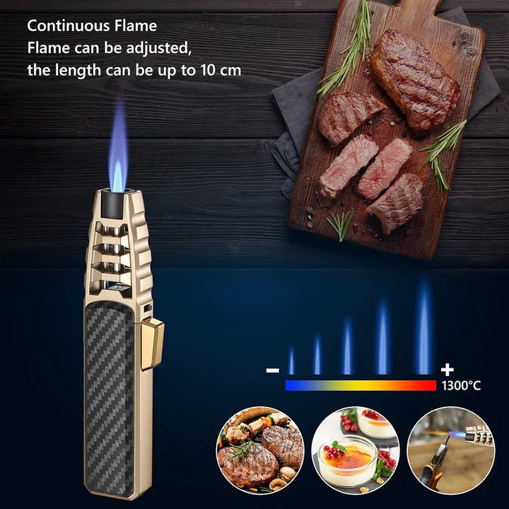 Justerbar lighter med blå flamme — Kompakt og bærbart design