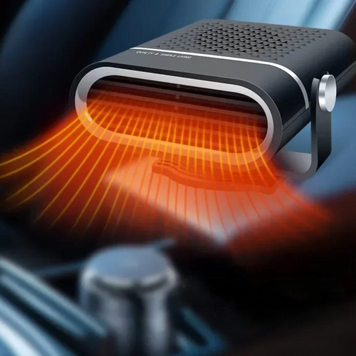 12V bærbar bilvarmer og afdugger med USB — sort