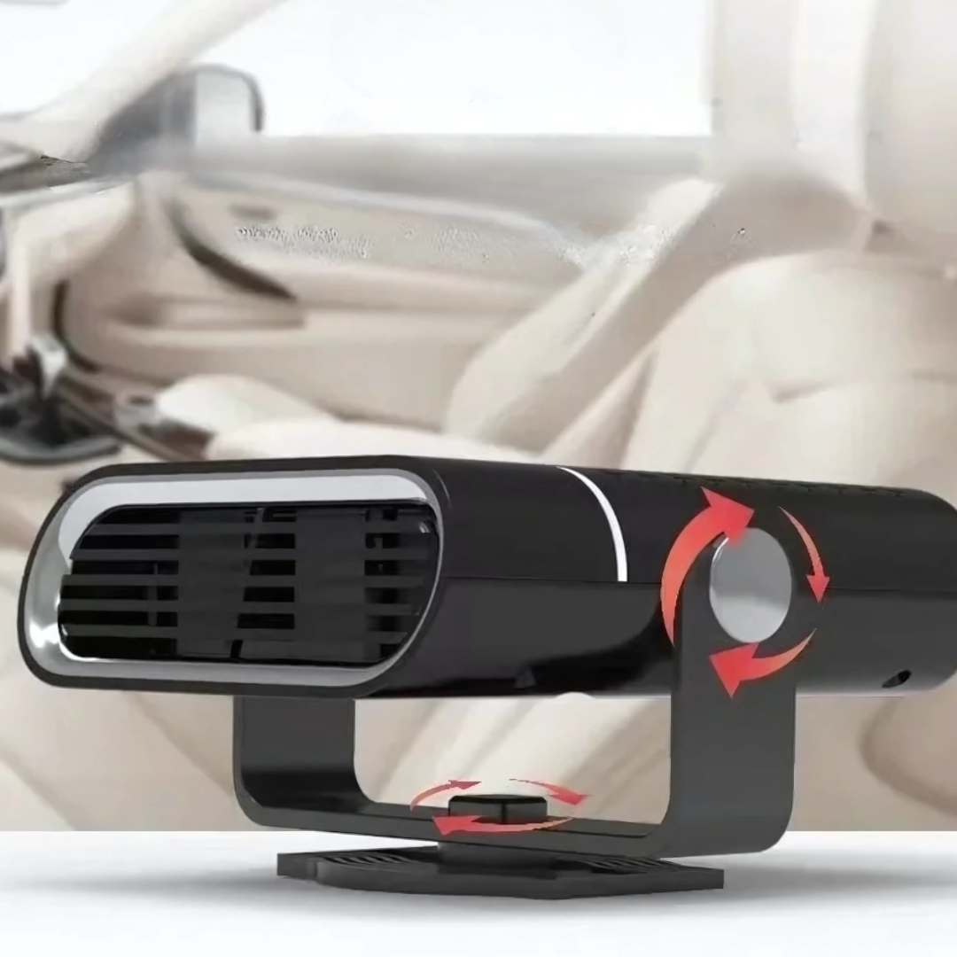 Calefactor y desempañador portátil para automóvil de 12V con USB — Negro