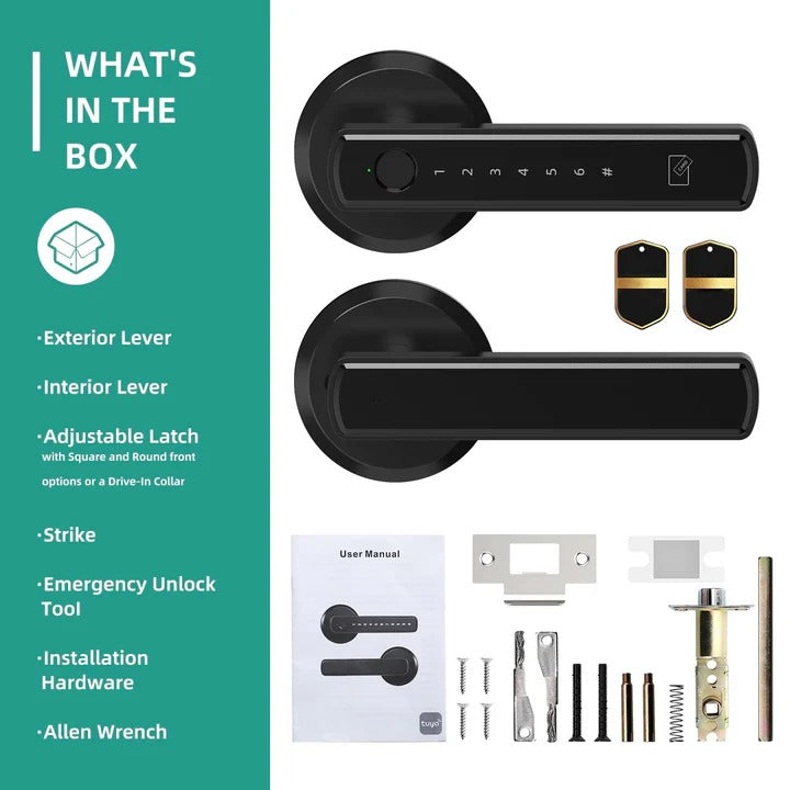 Smart Handle Door Lock — Keyless Access, Fingerprint Reader, Digital Keypad, RFID Keytag
