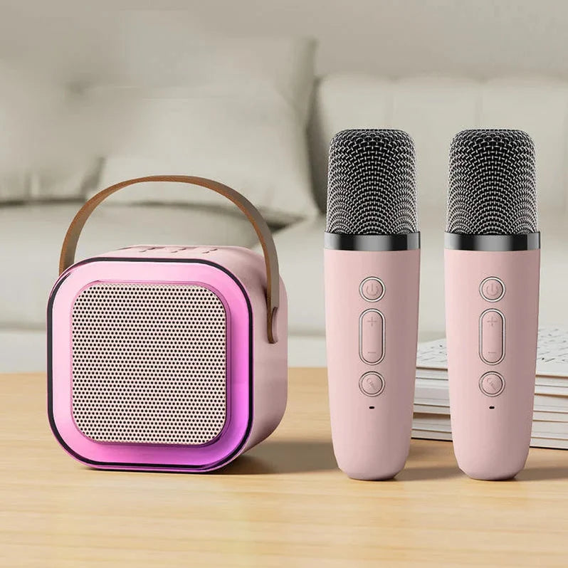 Portable Bluetooth Speaker and Wireless Microphones Karaoke Set