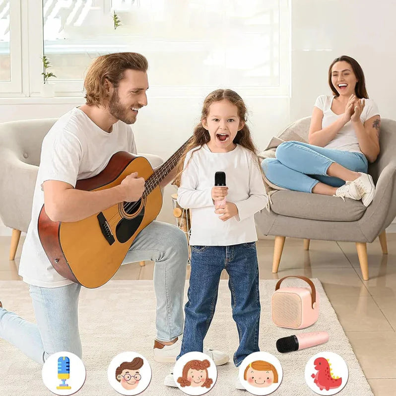 Portable Bluetooth Speaker and Wireless Microphones Karaoke Set