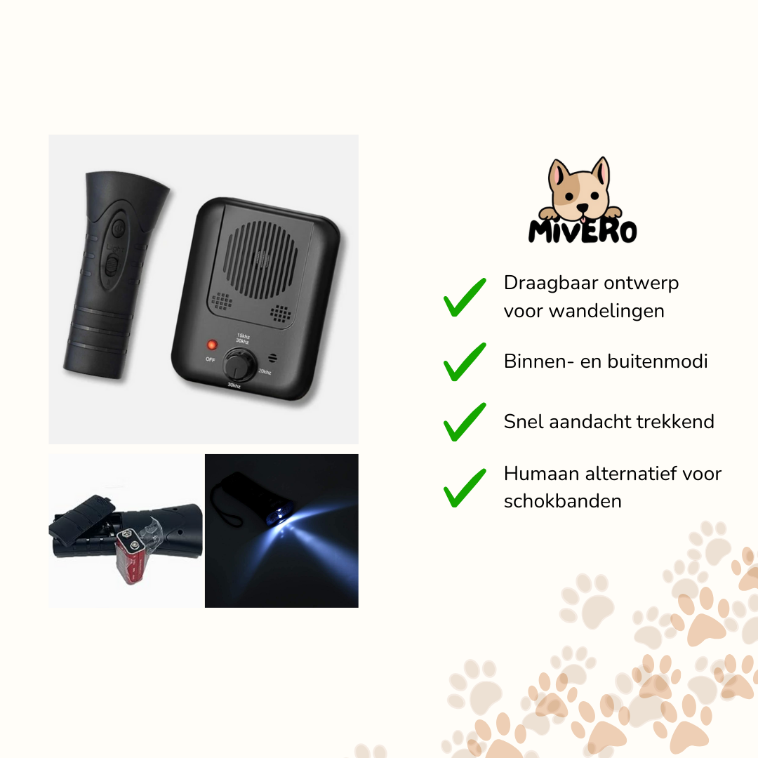 מאמן BarkShield נגד נביחות באמצעות אולטרסאונד – נורת LED, תיקון בטוח לחיות מחמד